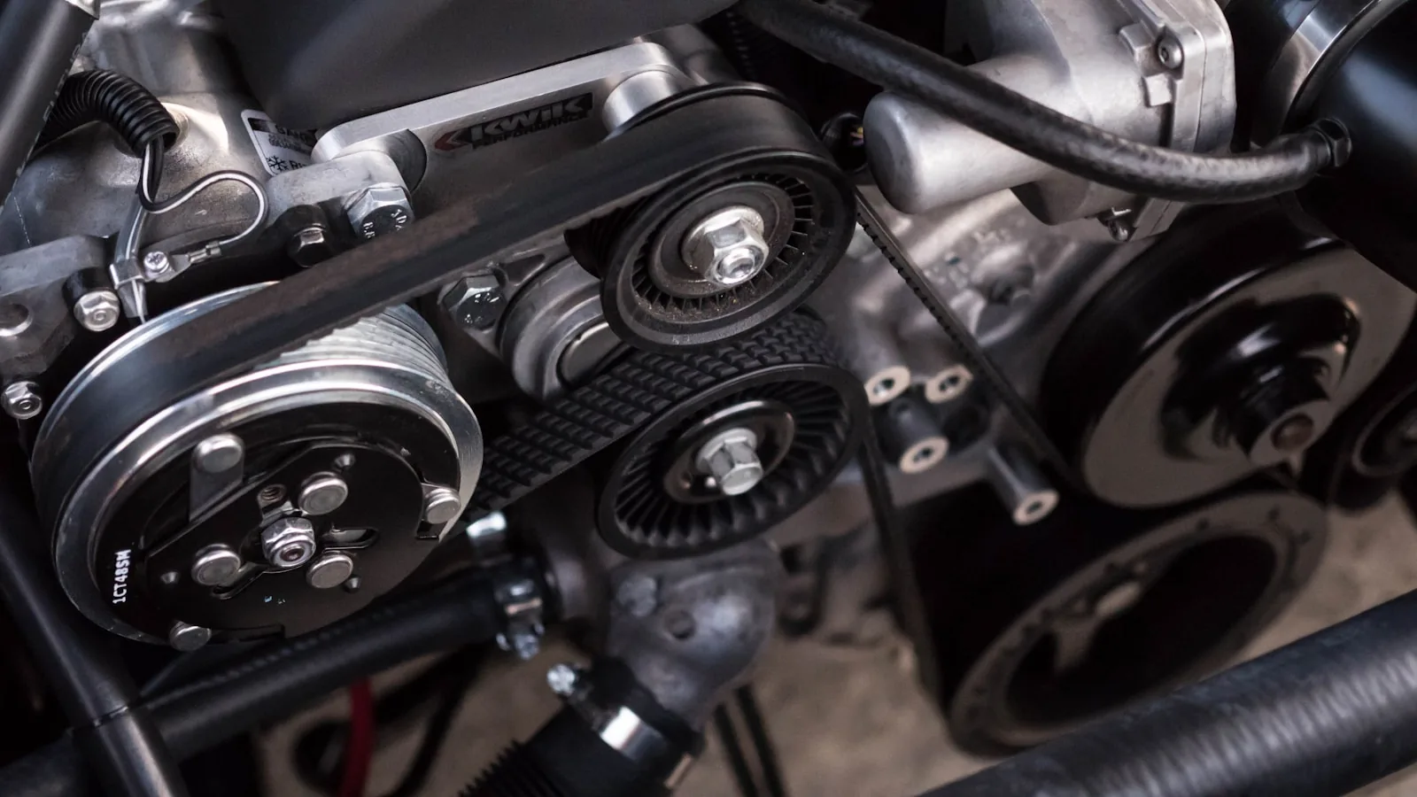 Engine bay detail during a repair